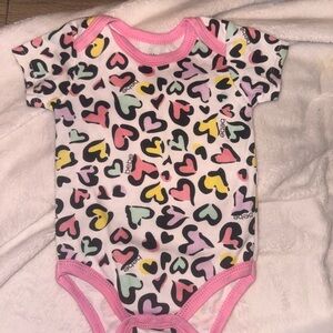 Bebe Heart Print Pink Baby Onesie